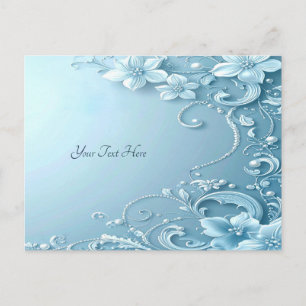Blauwe decoratieve bloemen ansichtkaart briefkaart