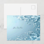 Blauwe decoratieve bloemenansichtkaart briefkaart (Voorkant / Achterkant)