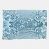 Blauwe decoratieve bloemenkleedhanddoek theedoek (Horizontaal)