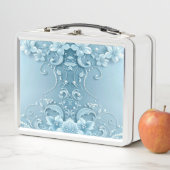 Blauwe decoratieve bloemenlunchbox (In situ)