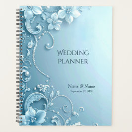 Blauwe decoratieve bloemenplanner planner