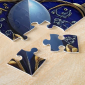 Blauwe decoratieve bloemenspelpuzzel legpuzzel (Zijkant)