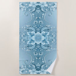 Blauwe decoratieve bloemenstrandhanddoek strandlaken
