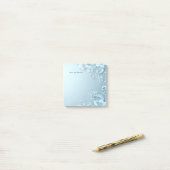 Blauwe decoratieve bloemige Post-it-briefjes Post-it® Notes (Op bureau)