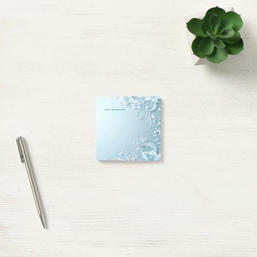 Blauwe decoratieve bloemige Post-it-briefjes Post-it® Notes (Kantoor)