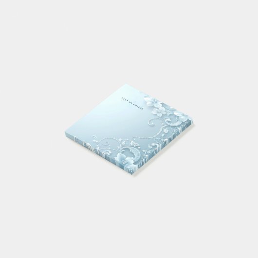 Blauwe decoratieve bloemige Post-it-briefjes Post-it® Notes (Schuin)