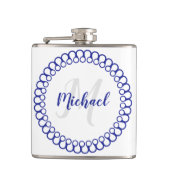 Blauwe decoratieve cirkelkolf heupfles (Voorkant)