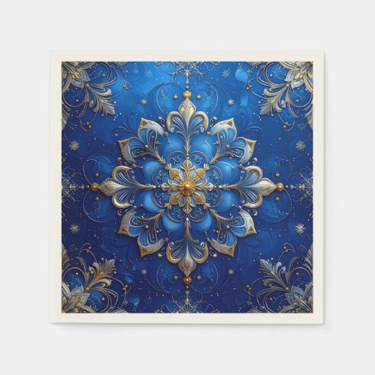 Blauwe decoratieve feestserviet servet (Voorkant)