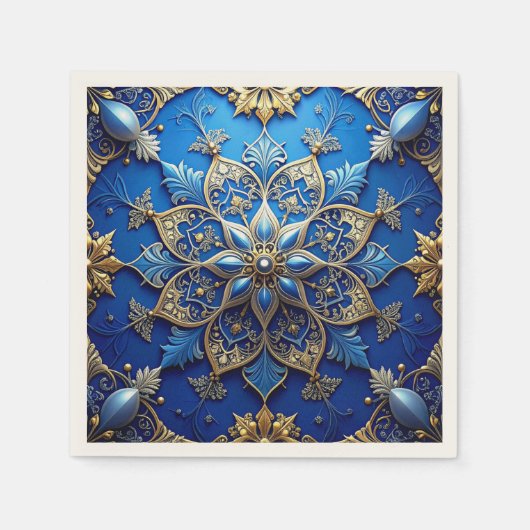 Blauwe decoratieve feestserviet servet (Voorkant)
