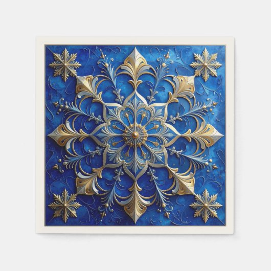 Blauwe decoratieve feestserviet servet (Voorkant)
