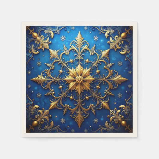 Blauwe decoratieve feestserviet servet (Voorkant)