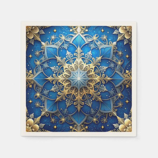 Blauwe decoratieve feestserviet servet (Voorkant)