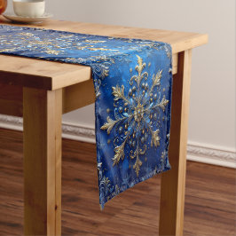 Blauwe decoratieve feesttafel loper