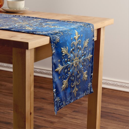 Blauwe decoratieve feesttafel loper (Voorbeeld)