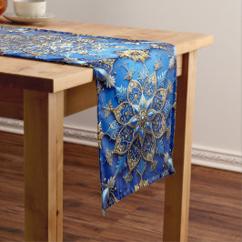 Blauwe decoratieve feesttafel loper