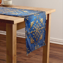 Blauwe decoratieve feesttafel loper