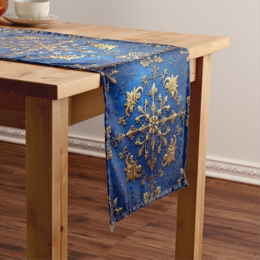 Blauwe decoratieve feesttafel loper (Voorbeeld)