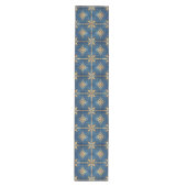 Blauwe decoratieve feesttafel runner medium tafelloper (Voorkant)