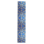 Blauwe decoratieve feesttafel runner medium tafelloper (Voorkant)