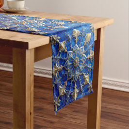 Blauwe decoratieve feesttafel runner medium tafelloper