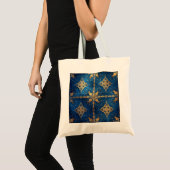 Blauwe decoratieve feesttas tote bag (Voorkant (product))