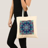 Blauwe decoratieve feesttas tote bag (Voorkant (product))
