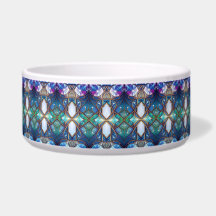 Blauwe decoratieve keramische huisdierenkom