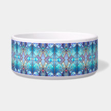 Blauwe decoratieve keramische huisdierenkom