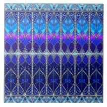 Blauwe decoratieve keramische tegel