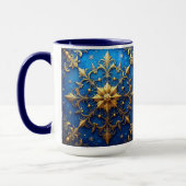 Blauwe decoratieve kerstbeker mok (Links)