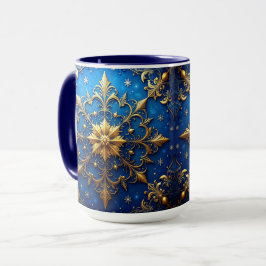 Blauwe decoratieve kerstbeker mok