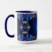 Blauwe decoratieve kerstbeker mok (Links)