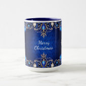 Blauwe decoratieve kerstbeker mok (Midden)
