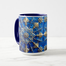 Blauwe decoratieve kerstbeker mok