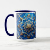 Blauwe decoratieve kerstbeker mok (Links)
