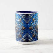 Blauwe decoratieve kerstbeker mok (Midden)