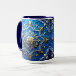 Blauwe decoratieve kerstbeker mok