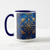 Blauwe decoratieve kerstbeker mok (Links)