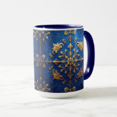 Blauwe decoratieve kerstbeker mok (Voorkant rechts)