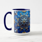 Blauwe decoratieve kerstbeker mok (Links)