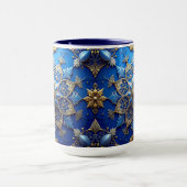 Blauwe decoratieve kerstbeker mok (Midden)