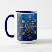 Blauwe decoratieve kerstbeker mok (Links)