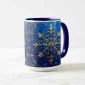 Blauwe decoratieve kerstbeker mok (Voorkant rechts)
