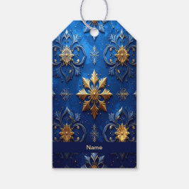 Blauwe decoratieve kerstcadeaubijlage cadeaulabel