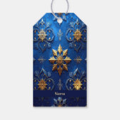Blauwe decoratieve kerstcadeaubijlage cadeaulabel (Achterkant)