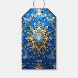 Blauwe decoratieve kerstcadeaubijlage cadeaulabel