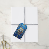 Blauwe decoratieve kerstcadeaubijlage cadeaulabel (Met Touw)