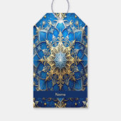 Blauwe decoratieve kerstcadeaubijlage cadeaulabel (Achterkant)