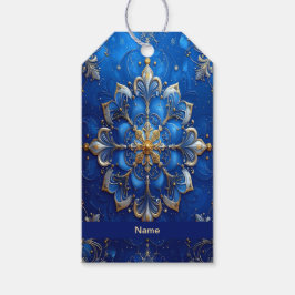 Blauwe decoratieve kerstcadeaubijlage cadeaulabel