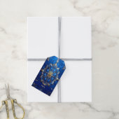 Blauwe decoratieve kerstcadeaubijlage cadeaulabel (Met Touw)